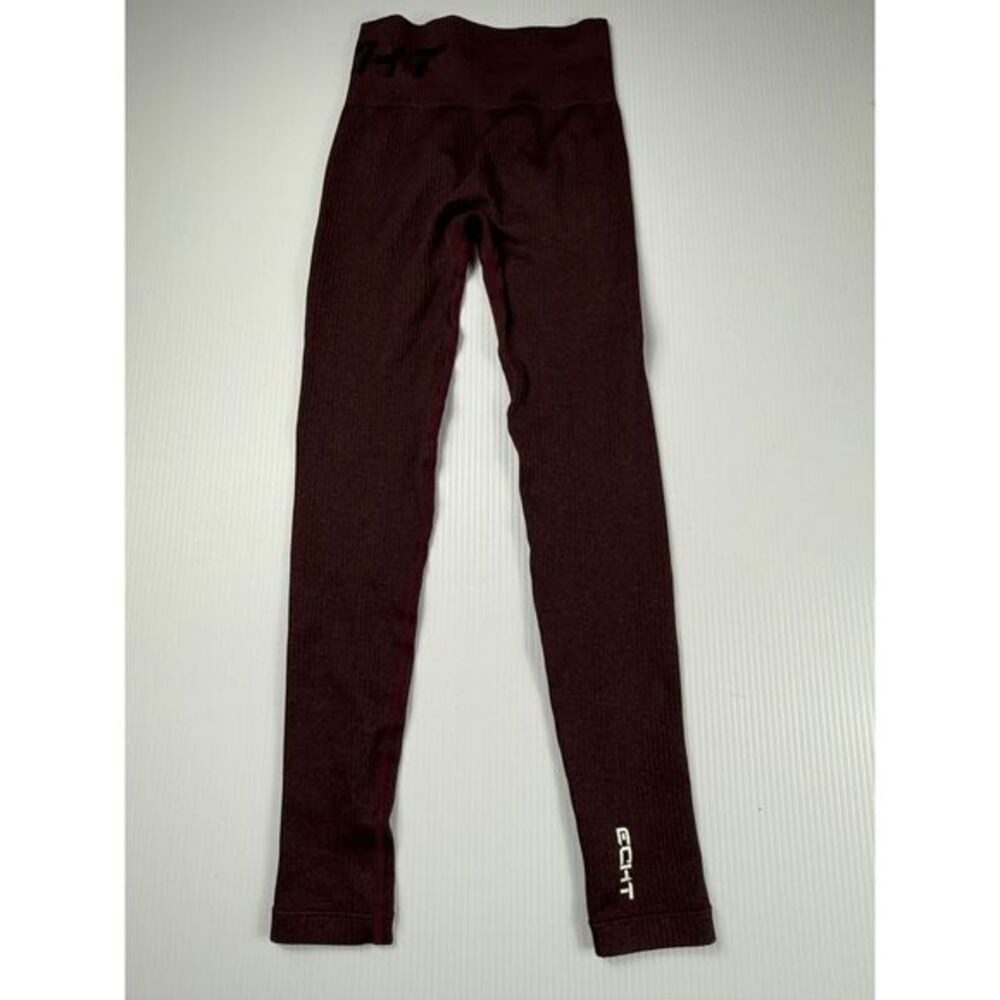 ECHT Burgundy Ribbed Seamless Leggings Athletic Workout Gym Fitness Yoga Pants